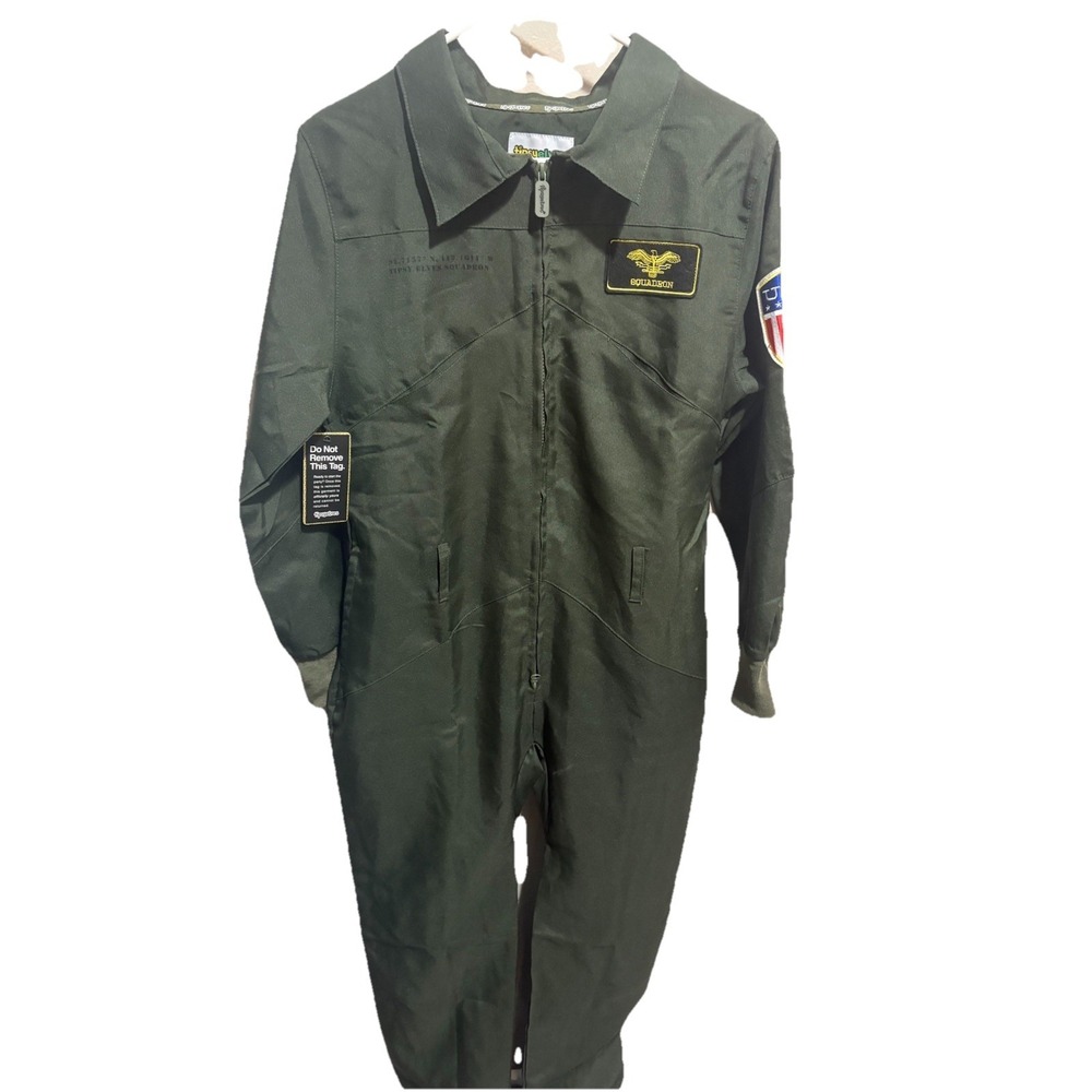 Tipsy Elves Squadron Flight Suit Jumpsuit Olive Green Military Costume Men's XS
